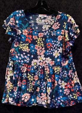 Blue Floral Peplum Blouse